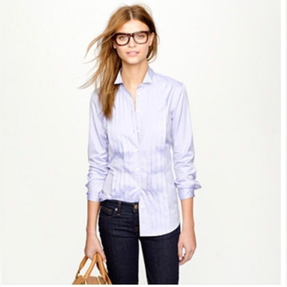 J. Crew x Thomas Mason Striped Cotton Tuxedo Shirt, Professional Career Casual 0 - Picture 2 of 10